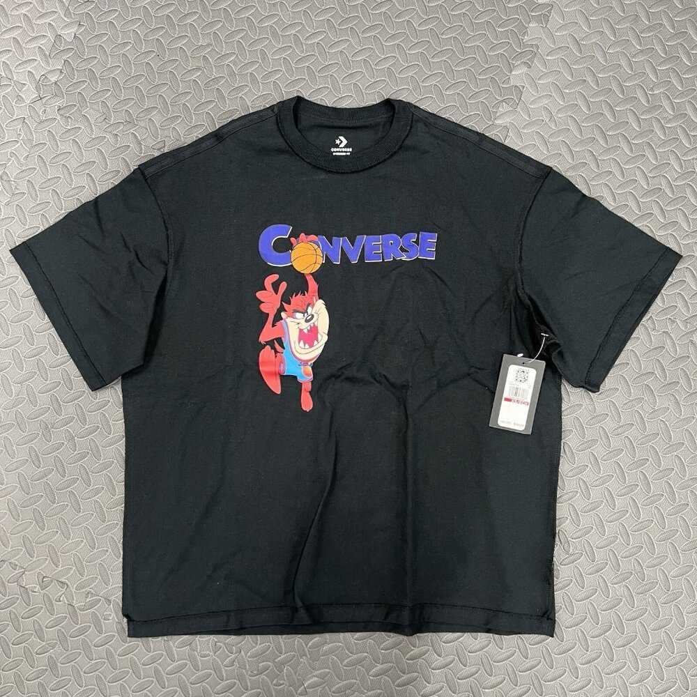 Converse x Space Jam Shirt Taz Size XS Adult Black A New Legacy Court Ready Tee